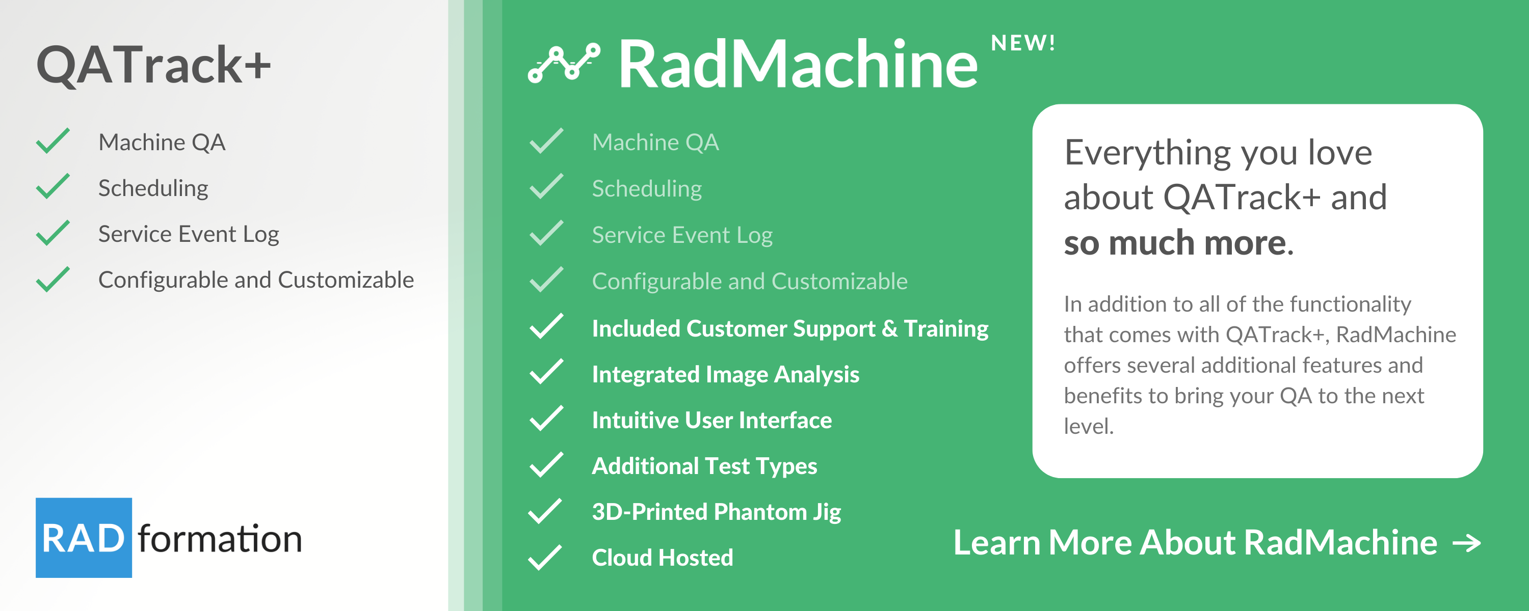 RadMachine by RadFormation is a fully supported, cloud hosted version of QATrack+ with additional features